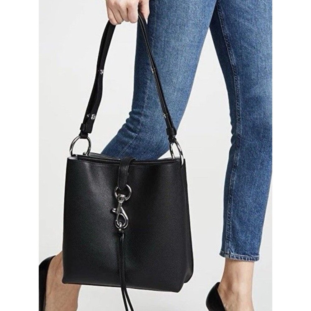 NWT Rebecca Minkoff Megan Shoulder Bag Silver Lobster Claw hook ring closure
